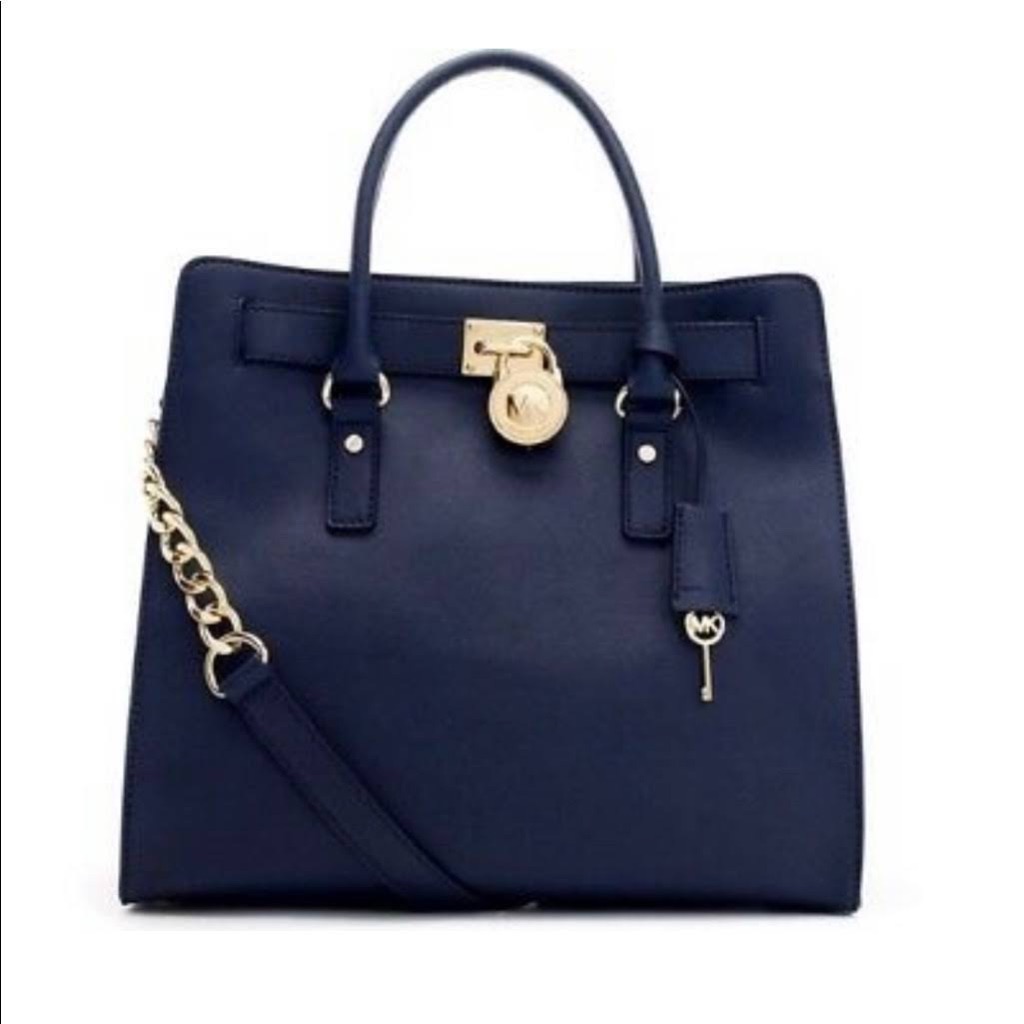 Michael Kors Large Hamilton Saffiano Tote Navy Color